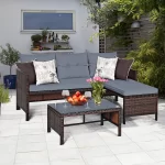 3PCS Patio Wicker Rattan Sofa Set 